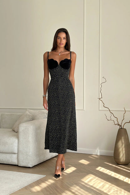 Fluwelen Accent Midi Jurk